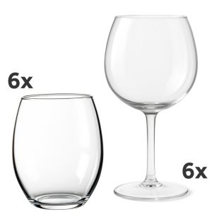 Kunststof cocktailglazenpakket Rose 12 stuks