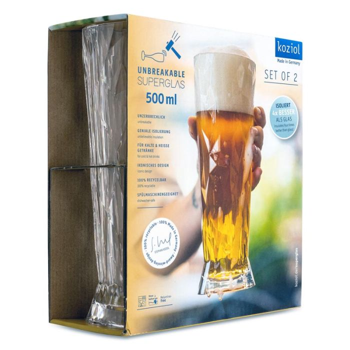 Koziol Kunststof Bierglas Club No. 11 50 cl 2 stuks verpakking