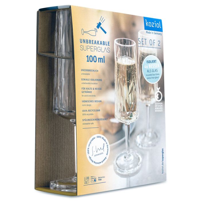Koziol Kunststof Champagneglas Club No. 14 10 cl 2 stuks verpakking