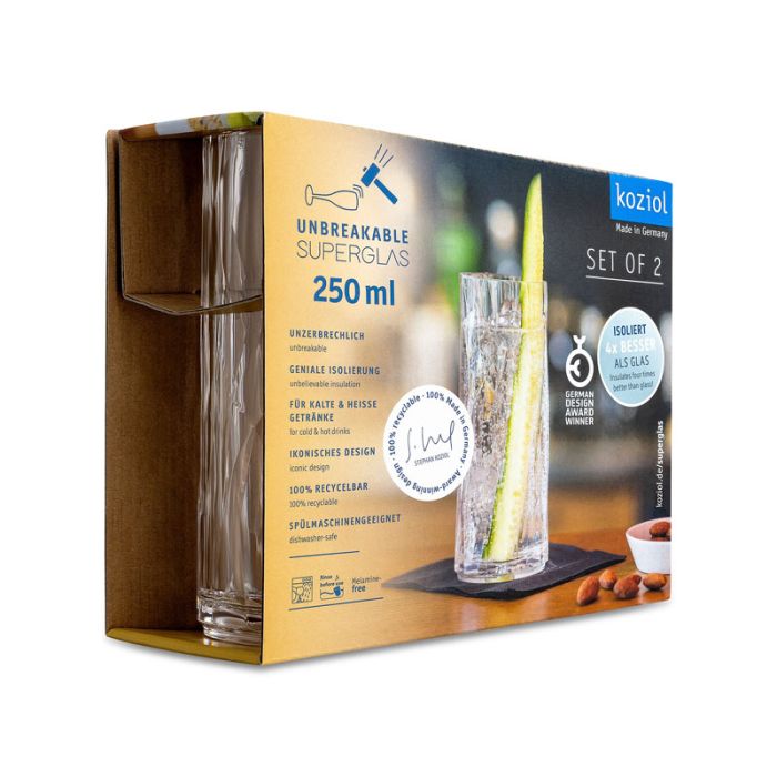Koziol Kunststof Longdrinkglas Club No. 3 25 cl 2 stuks verpakking